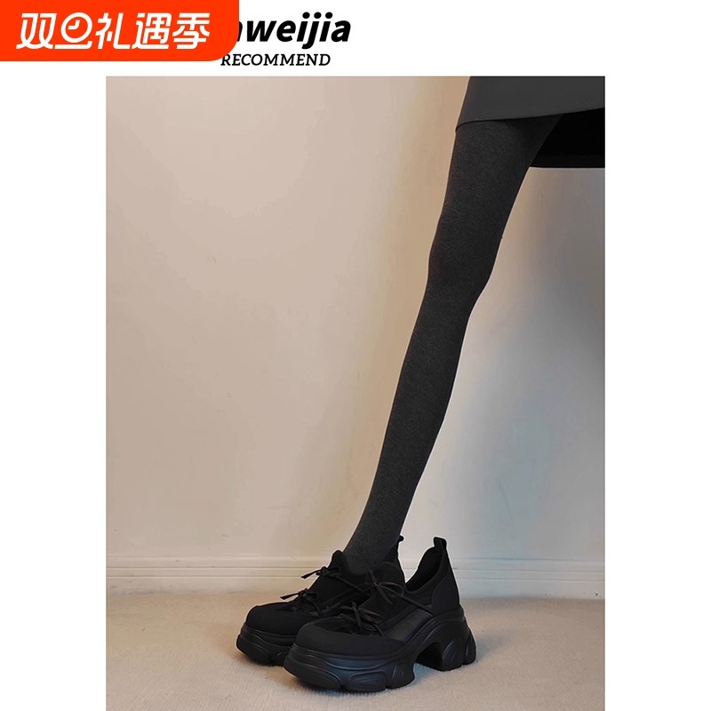 阿甘鞋运动2025新款复古小众蝴蝶结松糕鞋增高休闲厚底芭蕾风单鞋