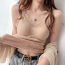 保暖吊带背心女秋冬加绒加厚内搭打底蕾丝一体绒上衣毛绒绒外穿