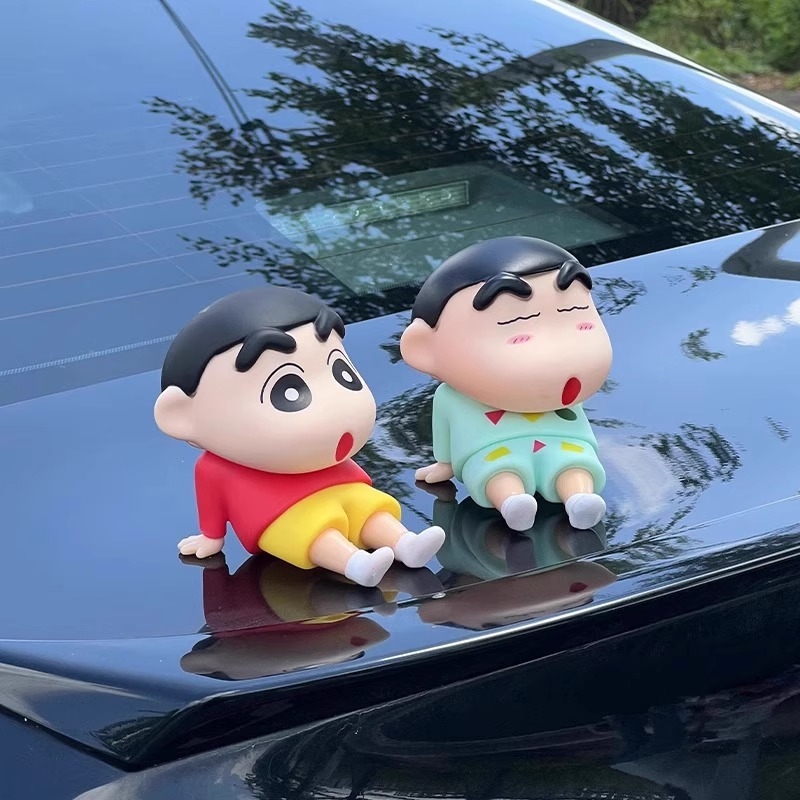 蜡笔小新车外公仔挂件尾部车顶玩偶车载摆件汽车装饰品后备箱玩偶