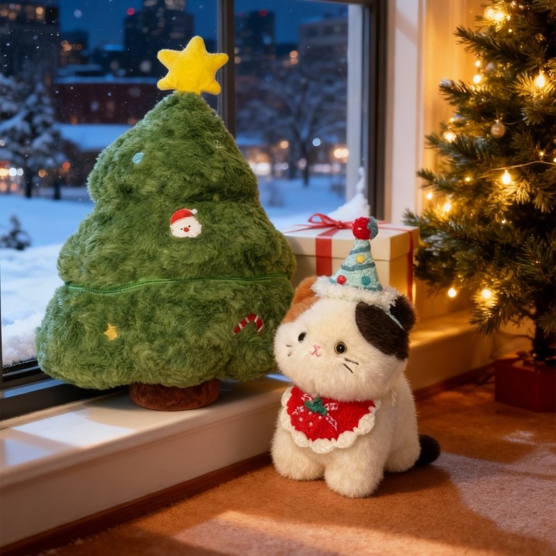 猫咪玩偶女孩毛绒玩具金毛狗狗公仔娃娃圣诞节礼物送女生圣诞树