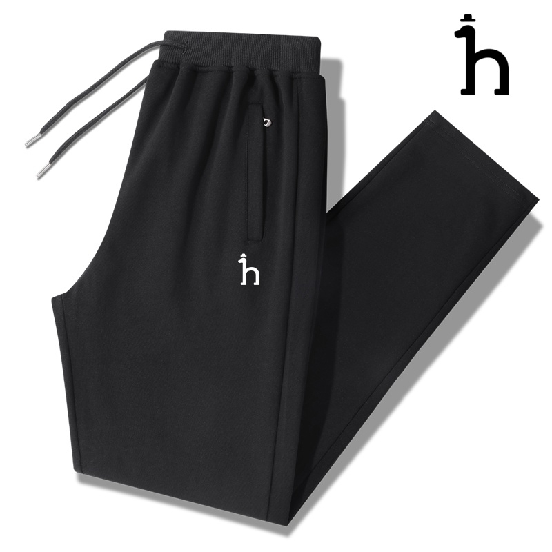 哈吉斯休闲裤纯棉男女运动春秋季加绒长裤子束脚卫裤跑步黑色针织