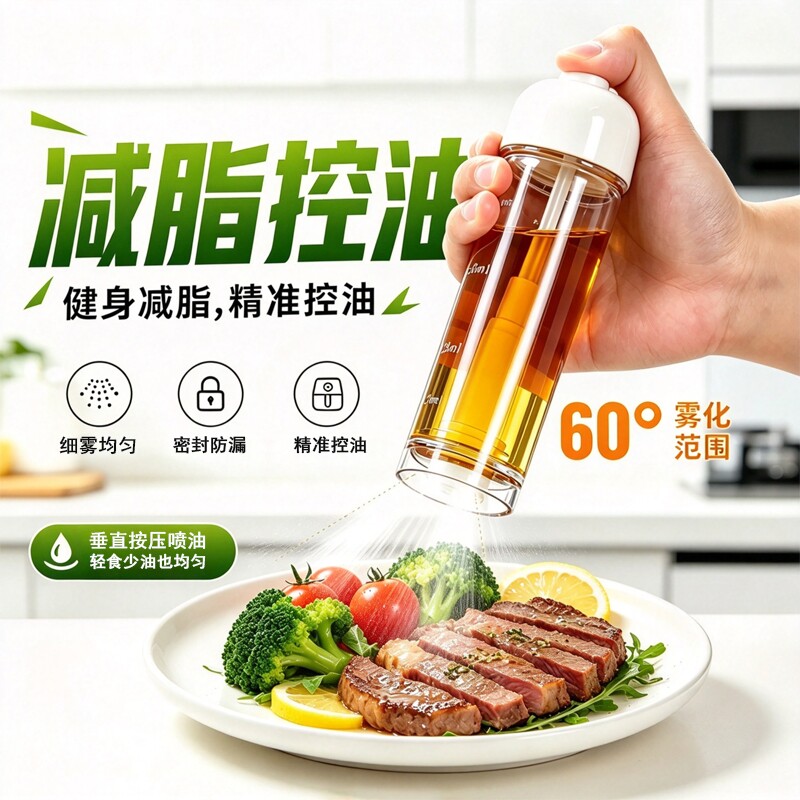 家用喷油壶下喷定量喷倒食用油喷雾雾化加厚喷式喷油瓶厨房神器