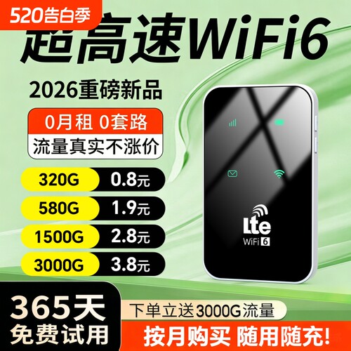 智能wifi移动无线wifl6便携式免插卡2026新款路由器全国通用流量