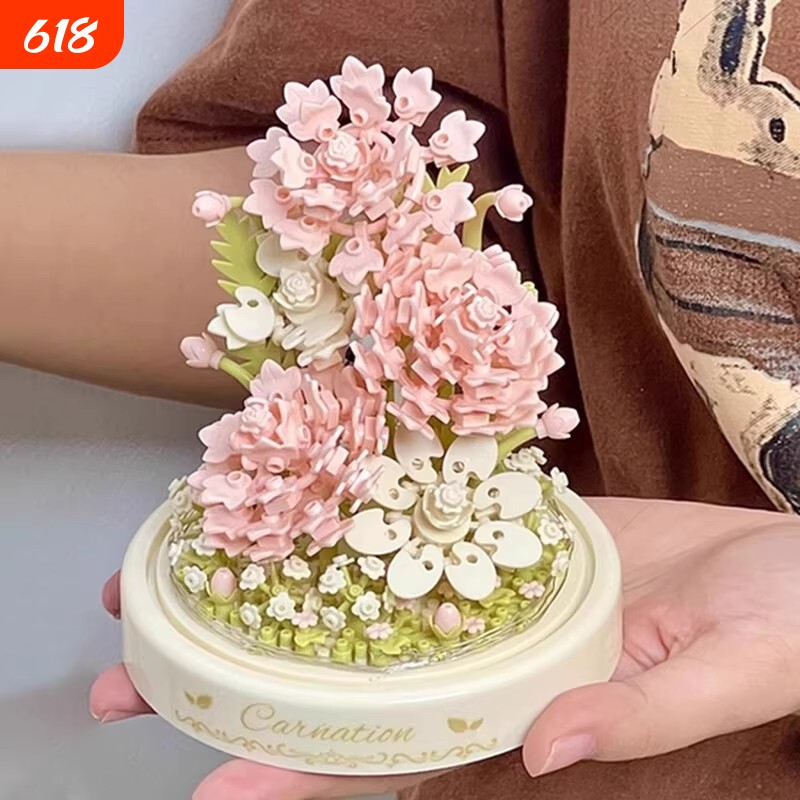 永生积木玫瑰花束拼装玩具樱花许愿树屋盆栽手工diy送女孩子礼物1