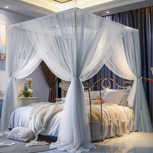 落地蚊帐新款免安装2025三开门家用卧室公主风双层加厚帐纱遮光