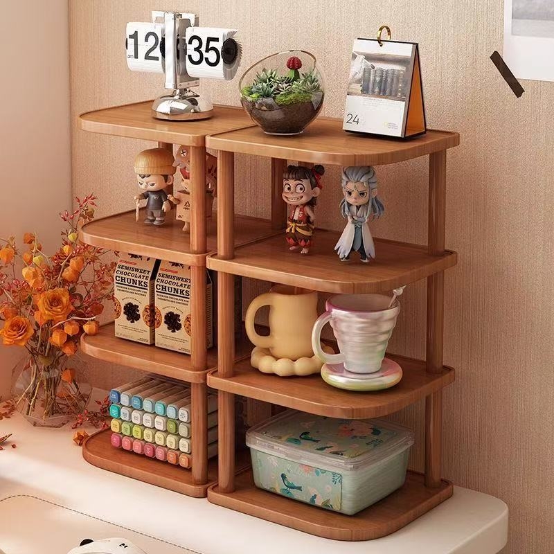 桌面置物架多层办公桌上转角整理架儿童小型收纳架子台面手办玩具