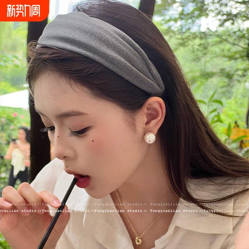 日常外戴宽边发捆发箍女2026新款压发高颅顶灰色发带发卡头箍紫色