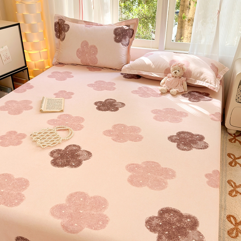 A类全棉磨毛床单单件100纯棉秋冬季单人被单子枕套2三件套1.5双人