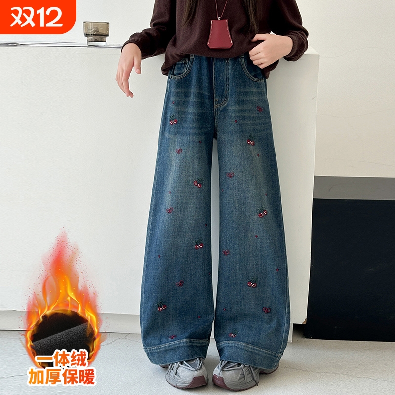 爱西娜牛仔裤女大童百搭宽松裤子