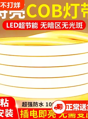 荣事达led灯带220v户外防水超亮自粘家用客厅吊顶氛围灯cob软灯条