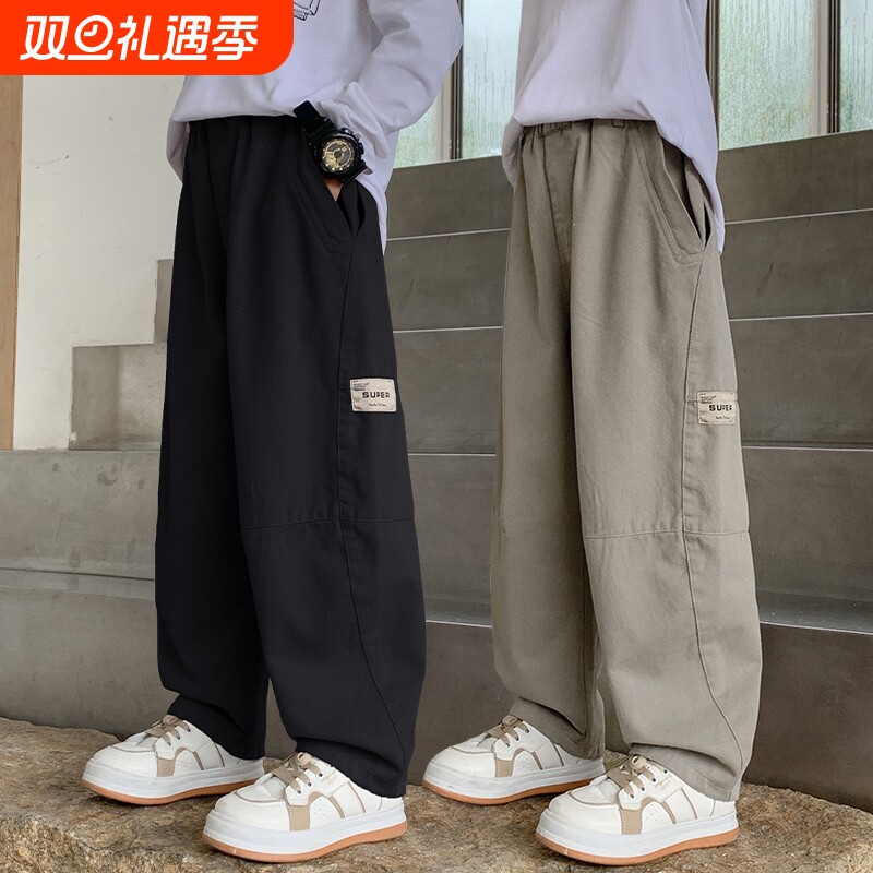 男童裤子春秋装儿童休闲裤2025中大童秋季长裤男孩宽松运动裤黑色