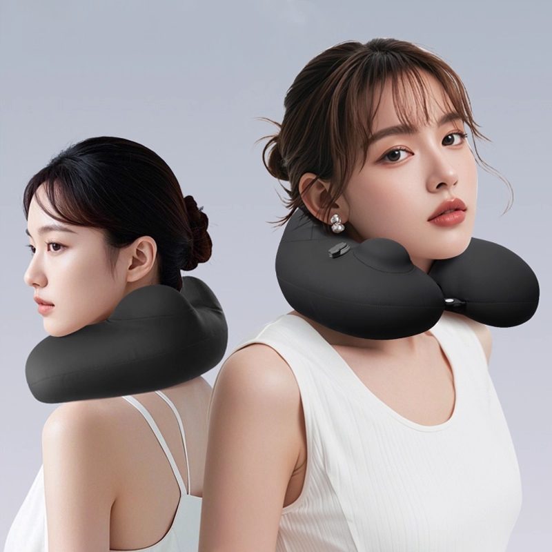 按压式充气u型枕长途旅行睡觉脖枕飞机久坐神器护颈椎枕便携折叠