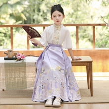 夏季新款古风女童日常汉服套装国风2025薄款儿童新中式马面裙唐装