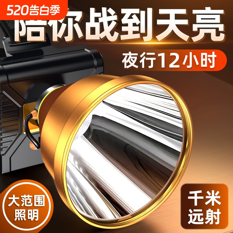 头灯头戴式强光充电照明灯新款户外超长续航专用钓鱼灯大功率矿灯