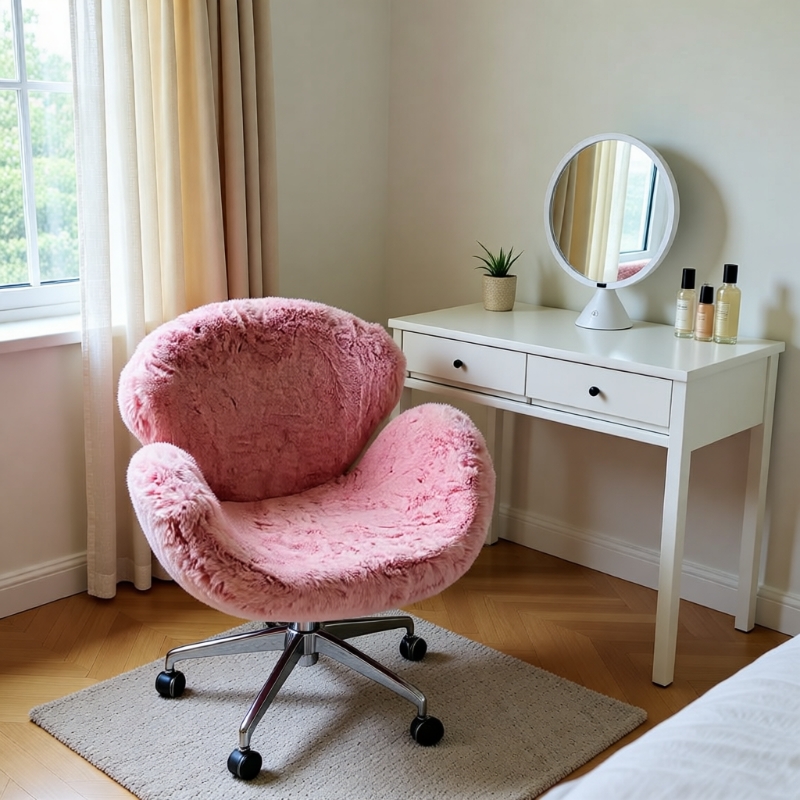 法式梳妆台化妆凳靠背轻奢高级感可旋转单人沙发天鹅椅子升降卧室
