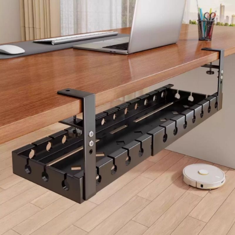 桌下理线器收纳架数据线整理盒办公桌底电线插座支架桌下走线神器