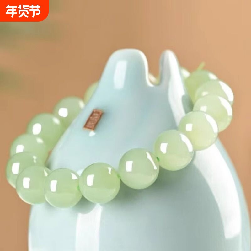 爆款仿和田玉晴水手串手链女款冰晴水白玉散转运珠女士玉石手串