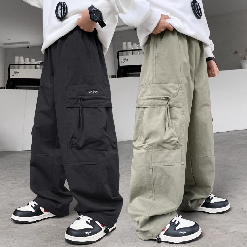 男童裤子工装裤秋装2025新款儿童春秋款休闲裤男孩长裤潮黑色牛仔