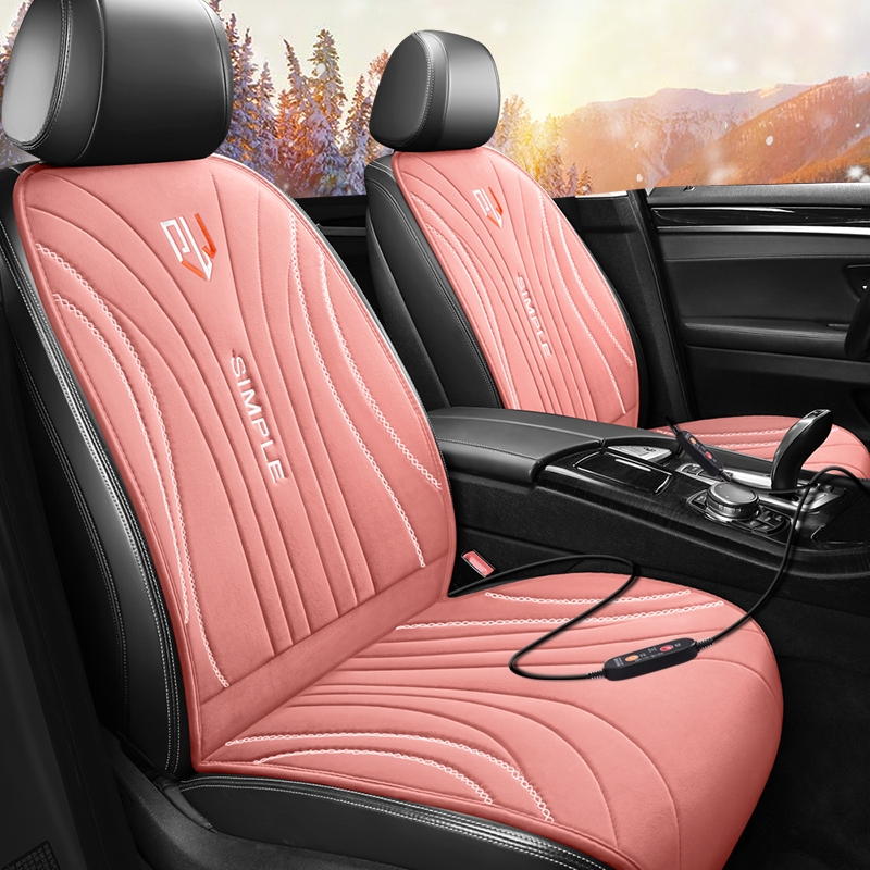 汽车加热坐垫冬季单座椅车载电加热改装毛绒双座垫12V24V保暖通用