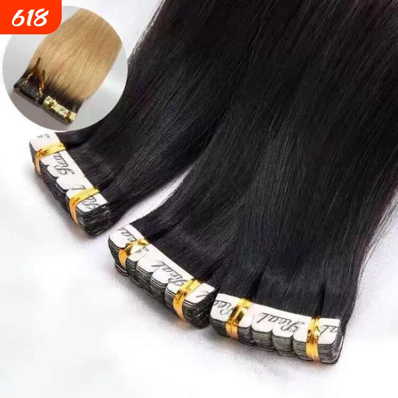 贴片无痕接发真人发丝接发束自己接女全真辫子羽毛隐形一片式发片
