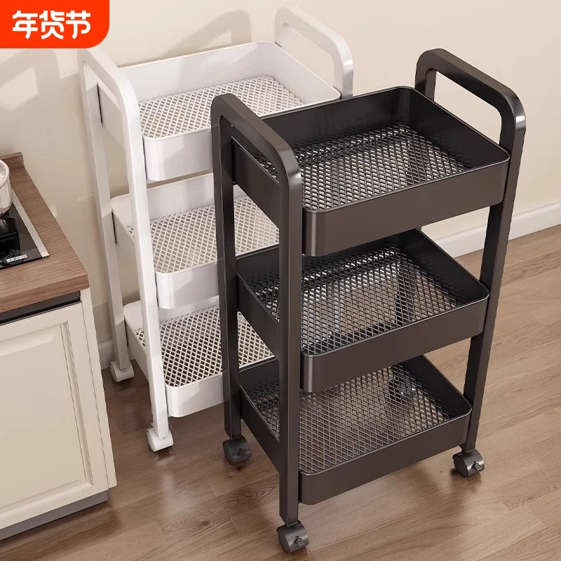 小推车置物架多层收纳架落地可移动调料品大容量整理架子多功能