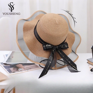 草帽女夏季沙滩海边出游遮阳渡假防晒大帽檐大沿凉帽网红太阳帽子