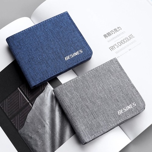 帆布钱包男士短款学生超薄极简皮夹简约多功能可放驾驶证件套钱夹