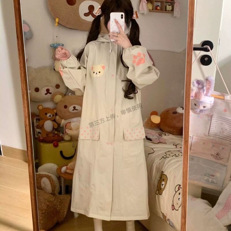 可爱轻松熊电动车用雨衣长款EVA单人全身防暴雨成人外穿雨天日系