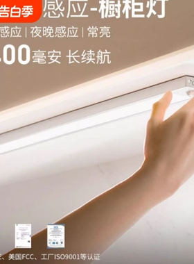 LROLTEF橱柜灯无线人体感应灯条自粘磁吸厨房衣柜灯充电酒柜灯led