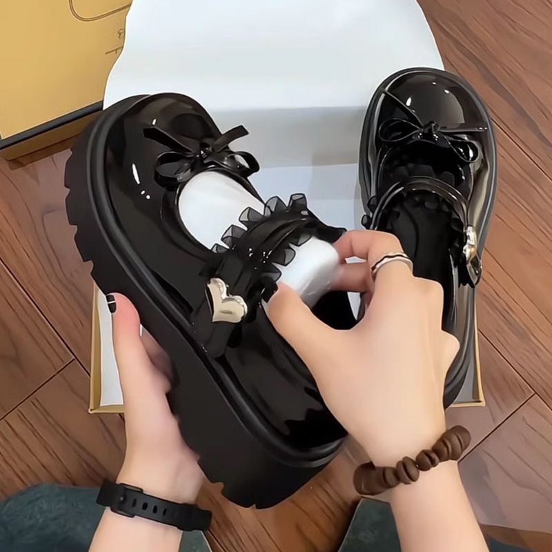 春秋厚底jk小皮鞋女2025日系新款复古英伦风玛丽珍圆头甜酷小皮鞋