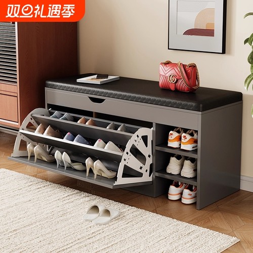 鞋架子多层家用门口出租房用爆款实木换鞋凳入户简易防尘翻斗鞋柜