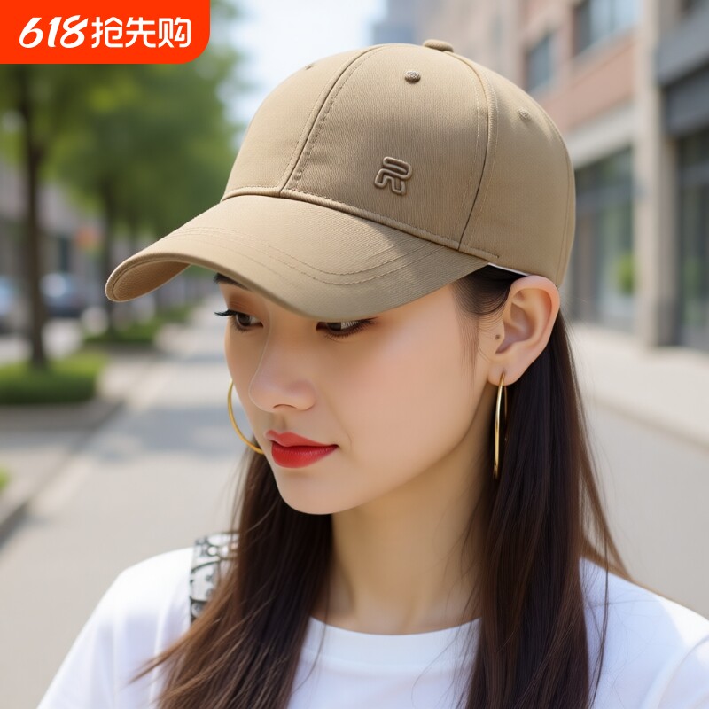 帽子鸭舌帽女士硬顶棒球帽大头围2026新款爆款遮阳白色宽檐青色