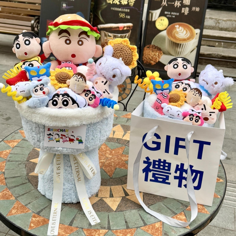 毕业花束蜡笔小新玩偶花束生日礼物女生送男生朋友闺蜜高级感创意