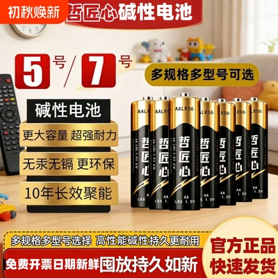哲匠心电池7号5号碱性电池1.5V七号五号玩具电池批发遥控器鼠标干电池正品空调电视话筒遥控汽车挂闹钟小电池