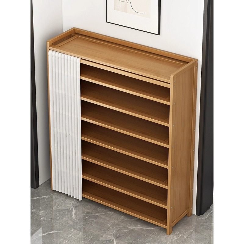 楚骏简约落地防尘楠竹鞋柜