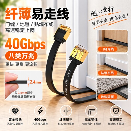 八类网线纯铜屏蔽电脑路由器纤薄