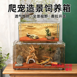 爬宠饲养缸透气透明乌龟仓鼠蜥蜴角蛙寄居蟹蜘蛛爬宠箱客厅生态