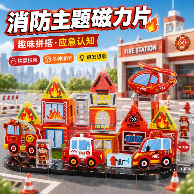 消防主题磁力片玩具|千人加购图片