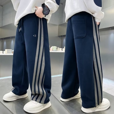 男童运动裤秋季2025新款儿童阔腿裤子春秋款初中生大童针织卫裤潮
