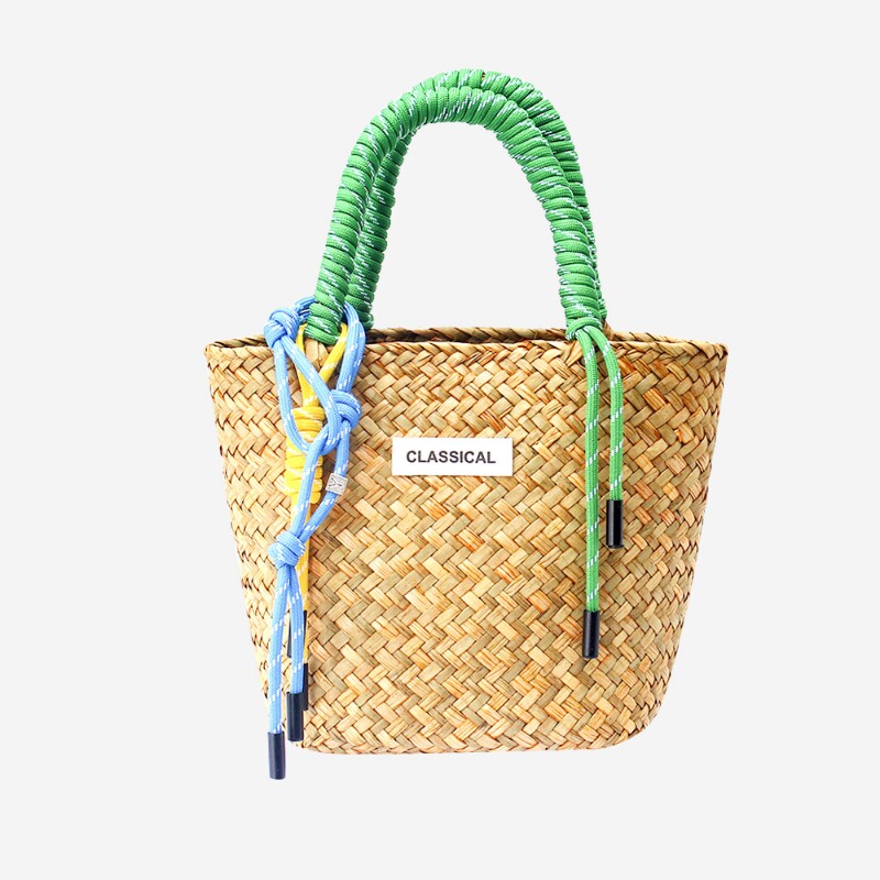 新款草编包大容量编织包手工编织尼龙绳挂饰女草编手提包女包红色