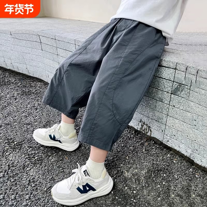 男童裤子夏装2025薄款宽松儿童运动休闲裤夏季新款中大童七分裤潮