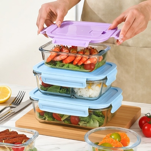 玻璃饭盒微波炉加热专用学生上班族带饭餐盒保鲜盒密封便当碗保温