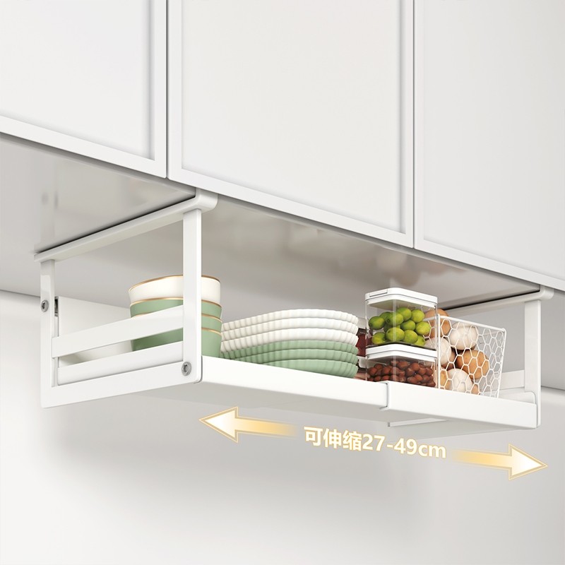 家用伸缩下挂篮置物架厨柜厨房吊柜下挂架调料柜橱柜隔板分层收纳