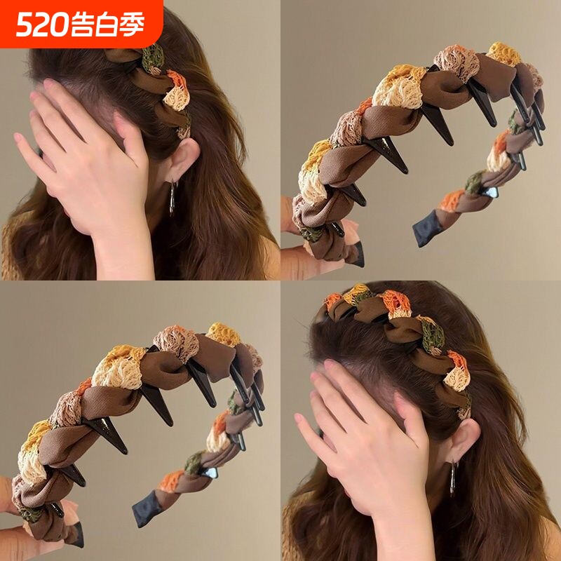 高颅顶带齿发箍女2026新款布艺洗脸防滑发卡日常外戴头箍发捆造型