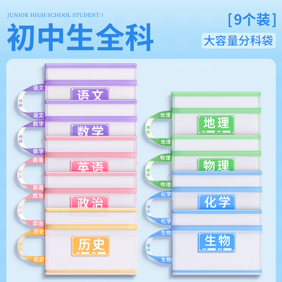 初中生科目分类袋双层加厚手提袋