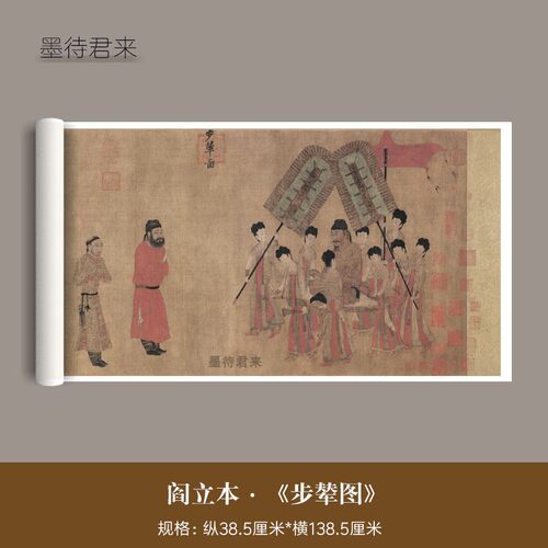 阎立本《步辇图》传世真迹高清微喷复制品客厅玄关横幅挂墙装饰画