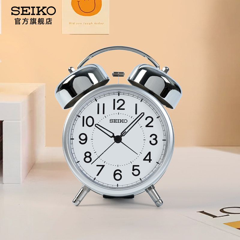 新品SEIKO日本精工闹钟学生专用起床神器机械双铃强力叫醒贪睡