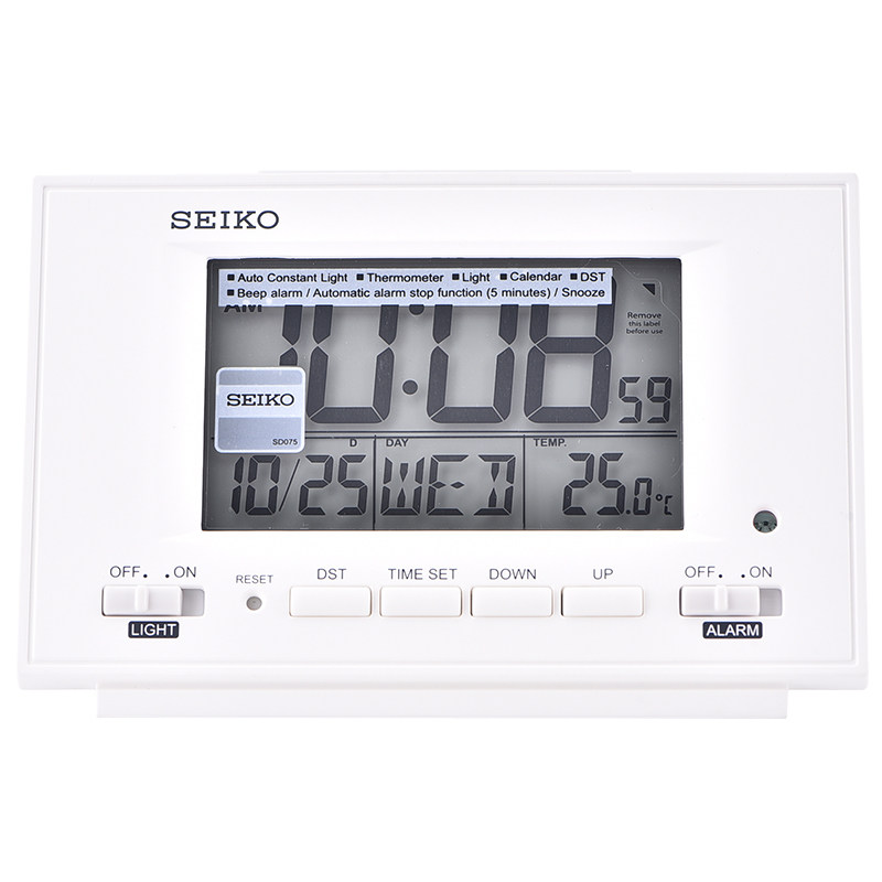 SEIKO 일본 세이코 전자 시계 스누즈 달력 야간 조명 온도계 대형 스크린 사무실 침실 머리맡 알람 시계