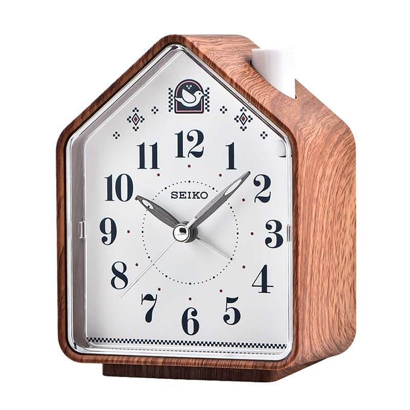 SEIKO 일본 세이코 패션 목가적 인 스타일 스누즈 자동 나뭇결 색상 뻐꾸기 어린이와 학생을위한 작은 알람 시계