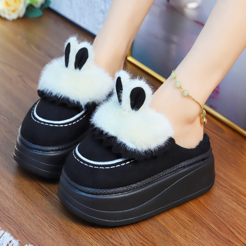 卡通厚底包头可爱棉拖鞋